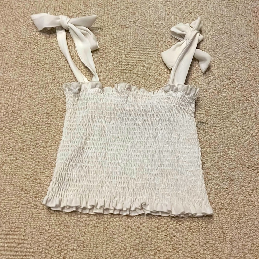 White Shoulder tie Crop top